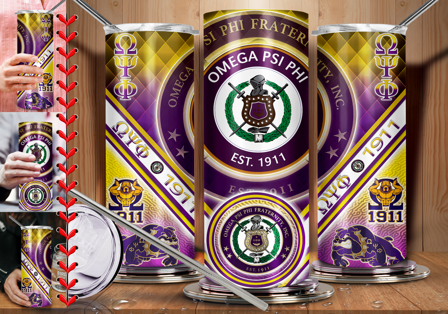 Fraternity and Sorority 20oz stainless steel double wall insulated tumbler. Straws and lids are included with all tumblers.