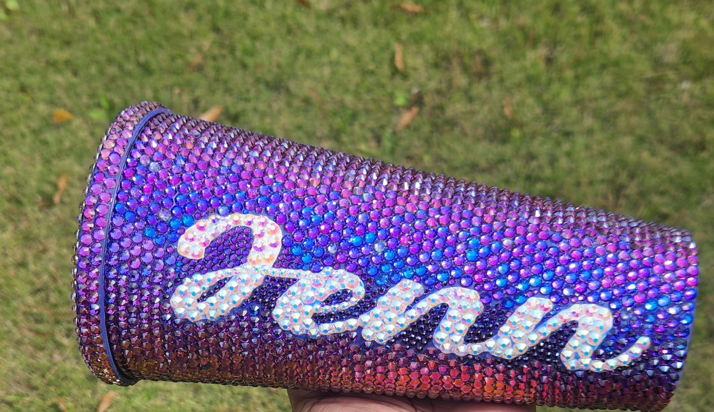 16oz rhinestone acrylic reusable Cup. A dependable and convenient choice for everyday use, this reusable acrylic cup comes with a plastic straw and a secure screw-on lid. Enjoy fuss-free hydration on the go. This durable 16oz rhinestone acrylic cup keeps liquids secure and safe for use with its leak-resistant screw-on lid and included BPA-free plastic straw. With its convenient and reliable design, it's a great choice for everyday hydration and travel.