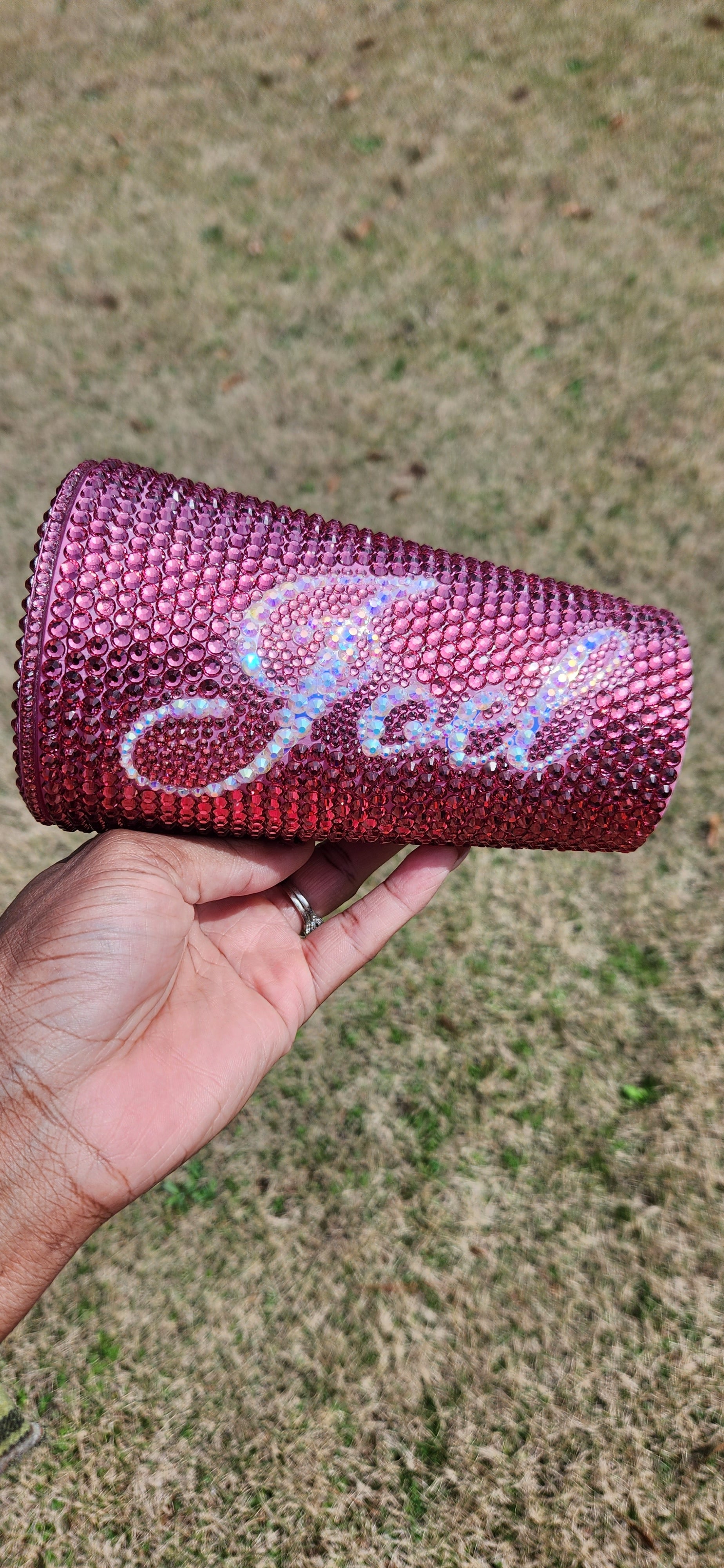 16oz acrylic tumbler. Straw and lid are included with all tumblers When ordering, please remember to to include the colors you would like the name made in and also double check your spelling.  Processing time is 1- 2 weeks. Please have patience as I work diligently to create the most beautiful tumbler for you.