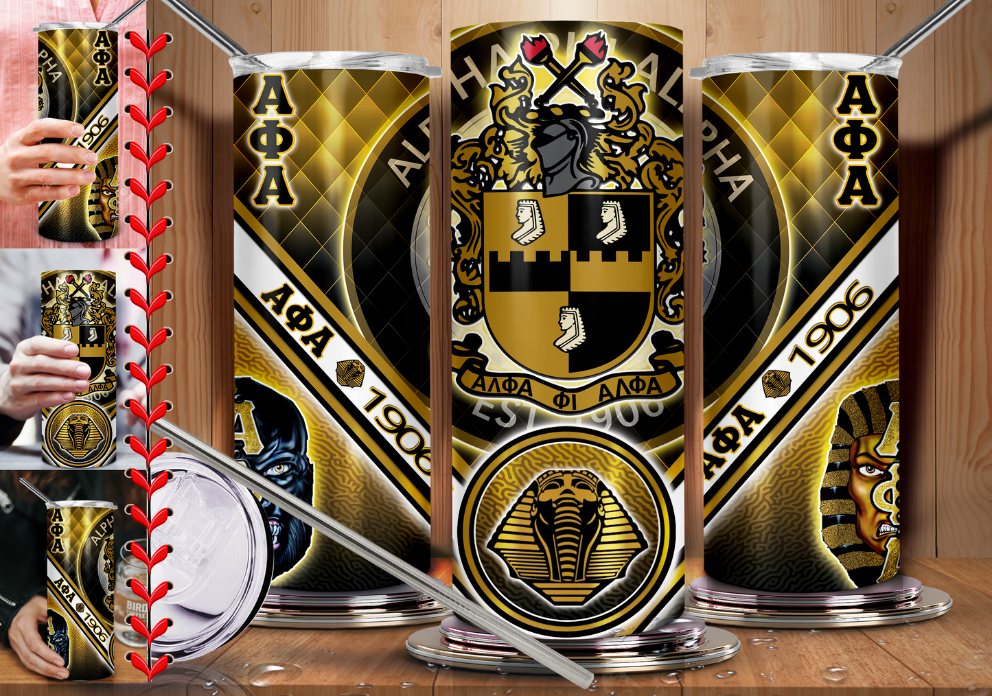 Fraternity and Sorority 20oz stainless steel double wall insulated tumbler. Straws and lids are included with all tumblers.