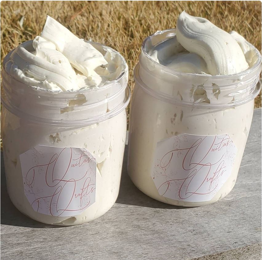 A handmade whipped shea butter made with unrefined shea butter and natural oils. The shea butter is packaged in a 8oz container by volume. This butter is good for use as a HAIR & SKIN moisturizer.